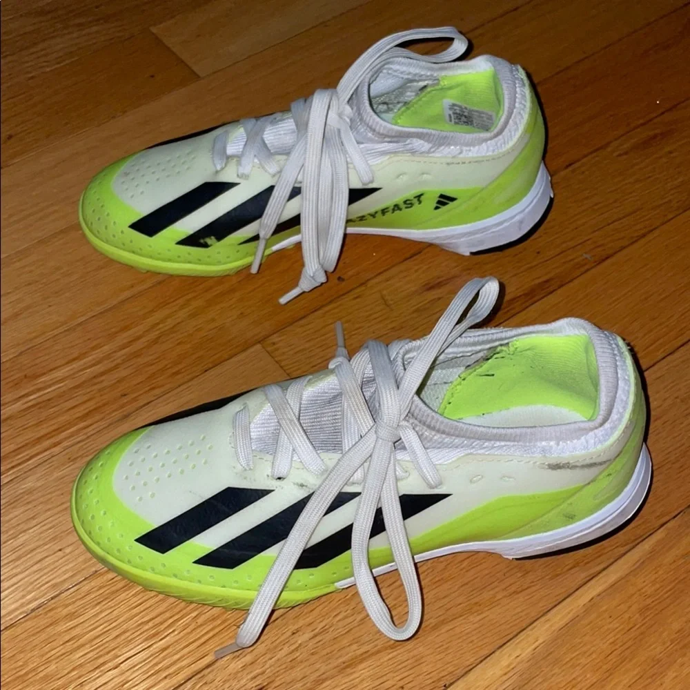 Adidas Crazyfast Kids Lime Green and Black Turf Shoes Sneakers - Picture 2 of 7